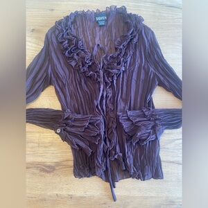 Baranda Purple Ruffled Blouse/Cardi Women’s Medium Preloved